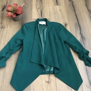 {Alice Blue} Cinched Sleeve Blazer Jacket